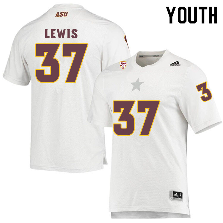 Youth #37 Conner LewisArizona State Sun Devils College Football Jerseys Sale-White - Click Image to Close